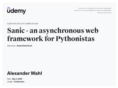 Sanic Framework Certificate